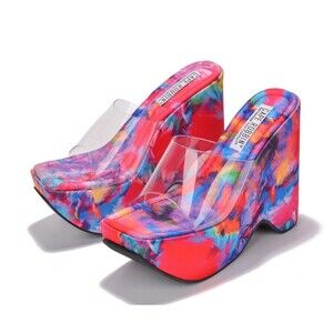 Cape Robbin Pinkki Platform Hills Open Toe Size 6